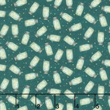Happy Campers - Fireflies Lime Dark Teal Yardage