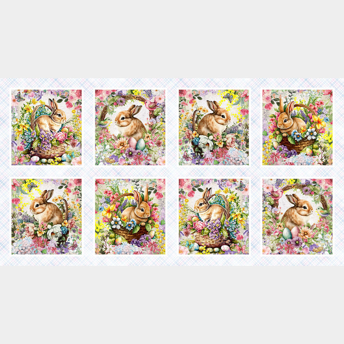 Basket Full of Blessings - Baskets of Bunnies Blocks Soft Lilac Panel
