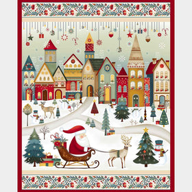 Nordic Holiday Village - Santa Scenic Cream Multi Panel