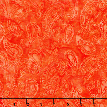 Paisley Pop Batiks - Paisley Orange Pumpkin Yardage