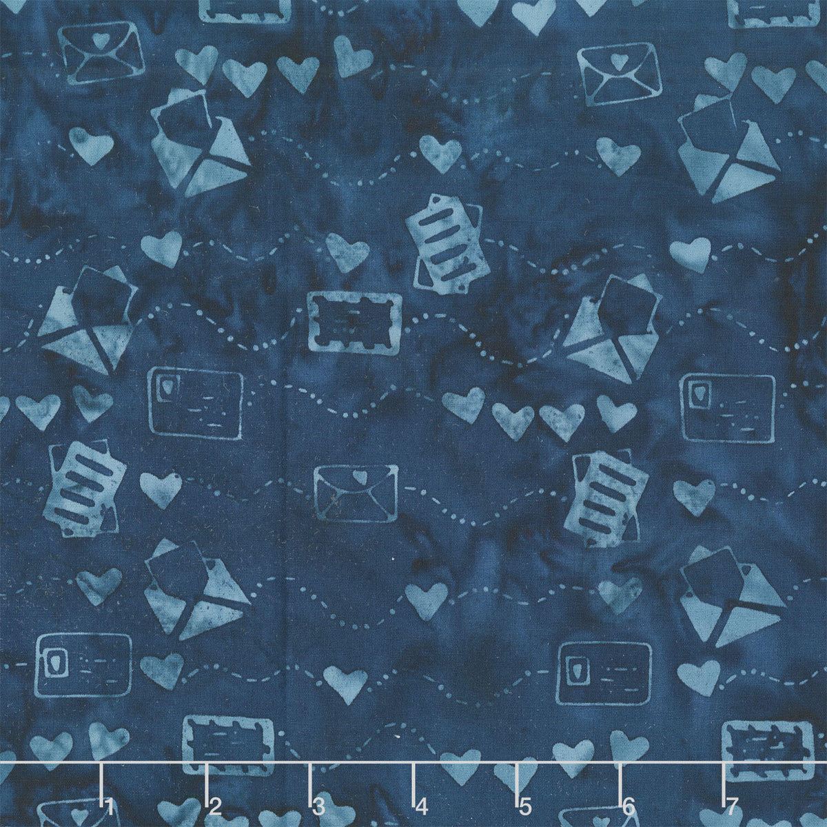 Missing You Batiks - Air Mail Love Blue Navy Yardage