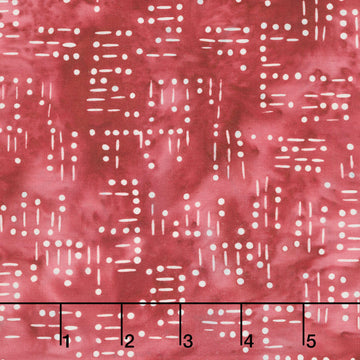 Missing You Batiks - Morse Code Words Red Mulberry Yardage
