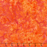 Posy Twist Batiks - Flowers and Leaves Orange Vermillion Yardage