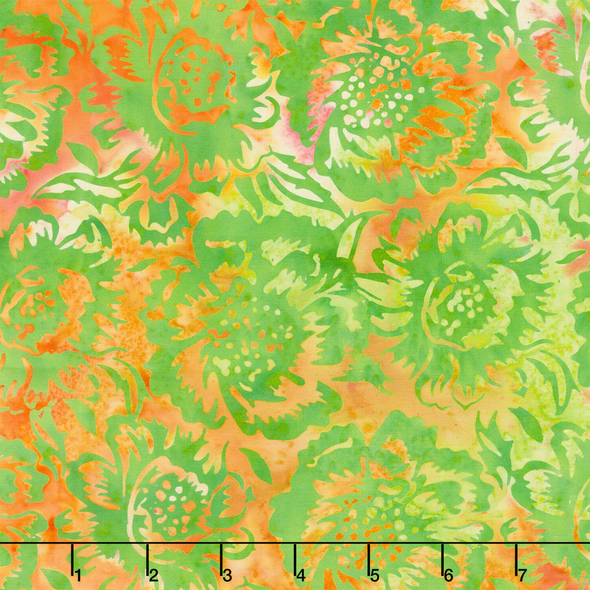 Posy Twist Batiks - Large Floral Green Apple Yardage
