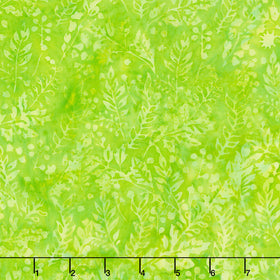 Posy Twist Batiks - Vines Leaves and Berries Green Pistachio Yardage