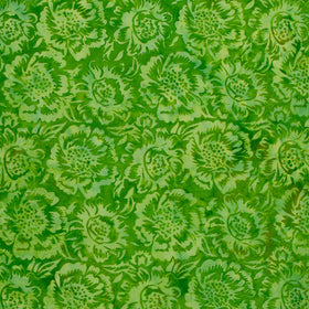 Springtime Bouquet Batiks - Large Floral Green Ivy Yardage
