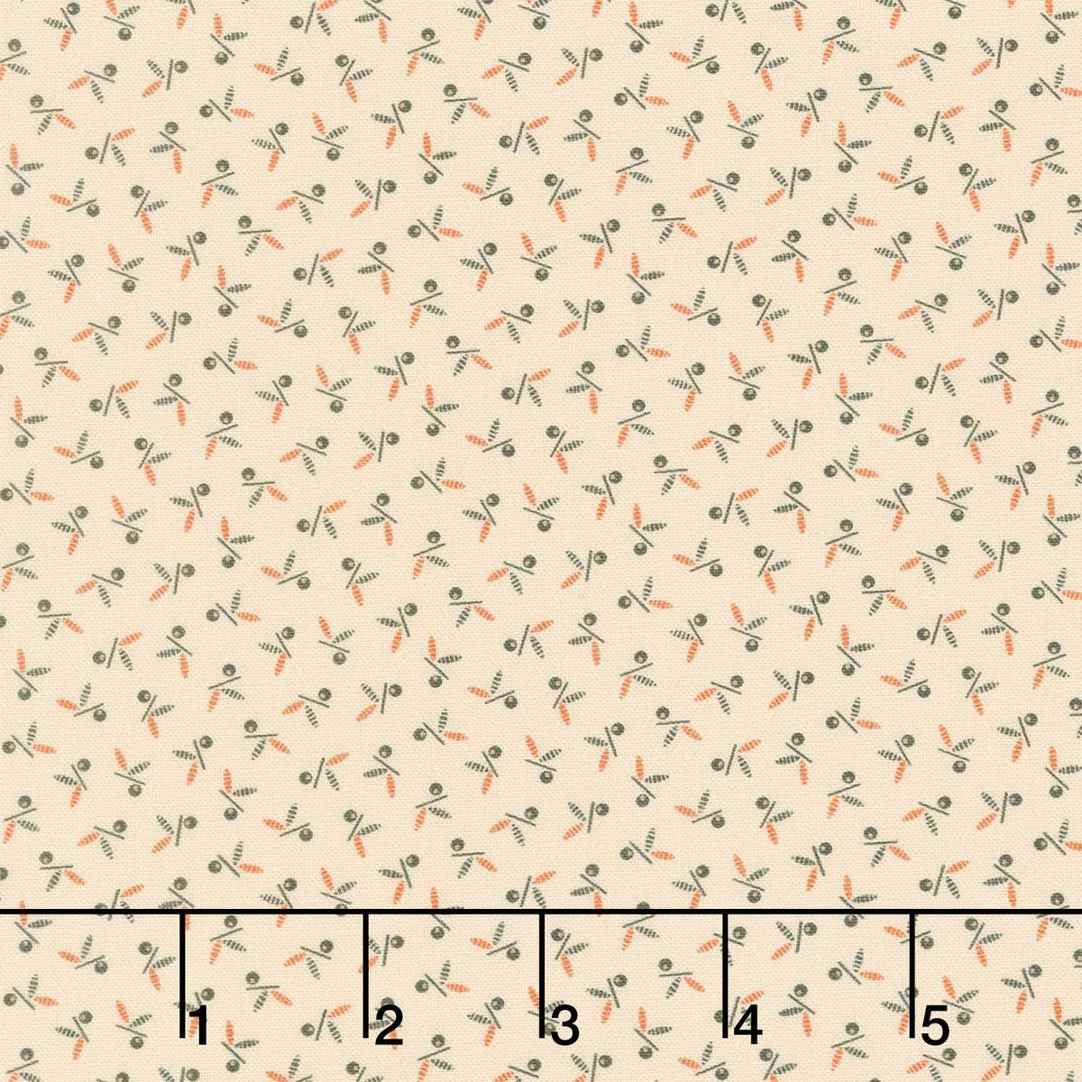 Midnight Cheddar - Dot Leaf Cream Yardage