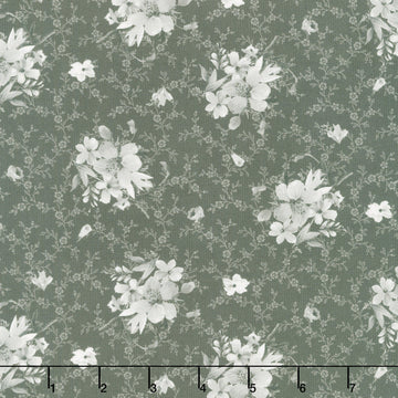 Moonlit Walk - Patterned Floral Grey Yardage