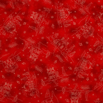 Christmastime - Cottages Red Yardage