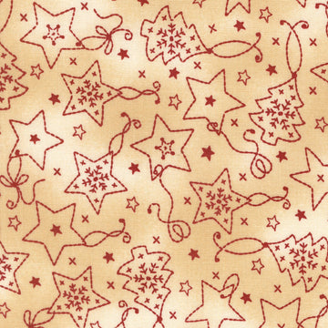 Christmastime - Ornaments Cream Red Yardage