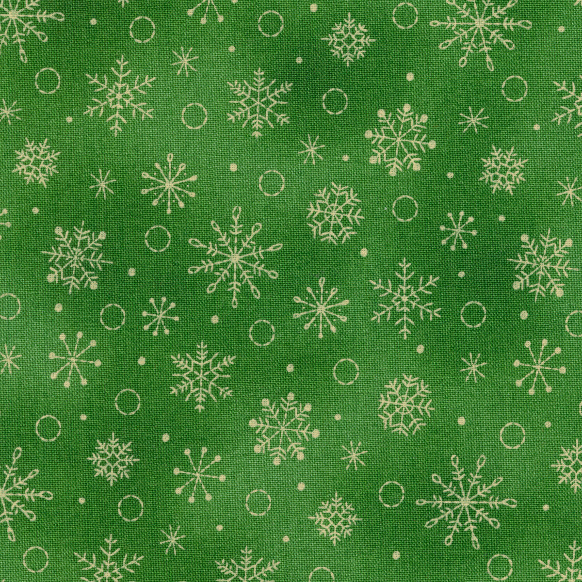 Christmastime - Snowflakes Green Yardage
