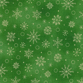 Christmastime - Snowflakes Green Yardage