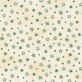 Christmastime - Stars Cream Green Yardage