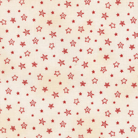 Christmastime - Stars Cream Red Yardage
