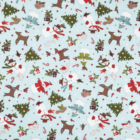 Snowtop Mountain Flannel - Christmas Toss Aqua Yardage