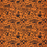 Pumpkin Grove - Halloween Motifs Orange Black Yardage