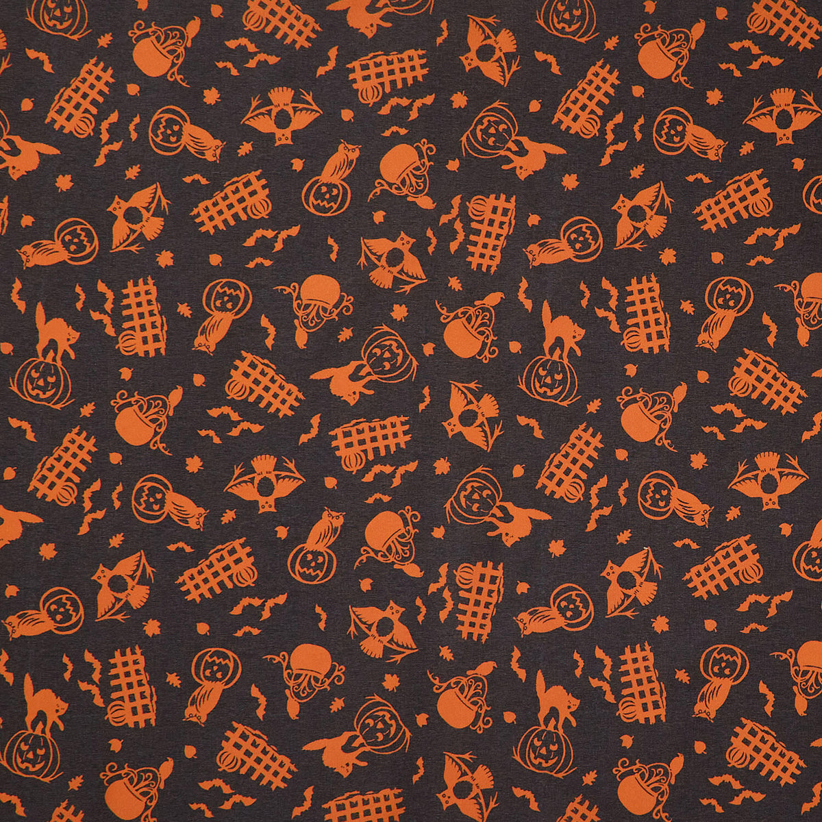 Pumpkin Grove - Spooky Fences Black Orange Yardage