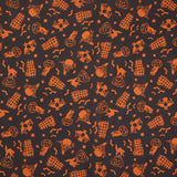 Pumpkin Grove - Spooky Fences Black Orange Yardage
