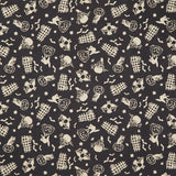 Pumpkin Grove - Spooky Fences Black Tan Yardage