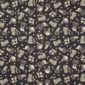 Pumpkin Grove - Spooky Fences Black Tan Yardage