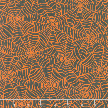 Pumpkin Grove - Spider Webs Black/Orange Yardage