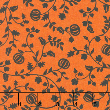 Pumpkin Grove - Pumpkin Vines Orange/Black Yardage