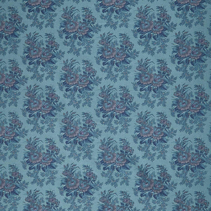 Midnight Bloom - Large Floral Clusters Teal Blue Yardage