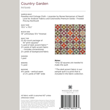 Digital Download - Country Garden Quilt Pattern by Missouri Star
