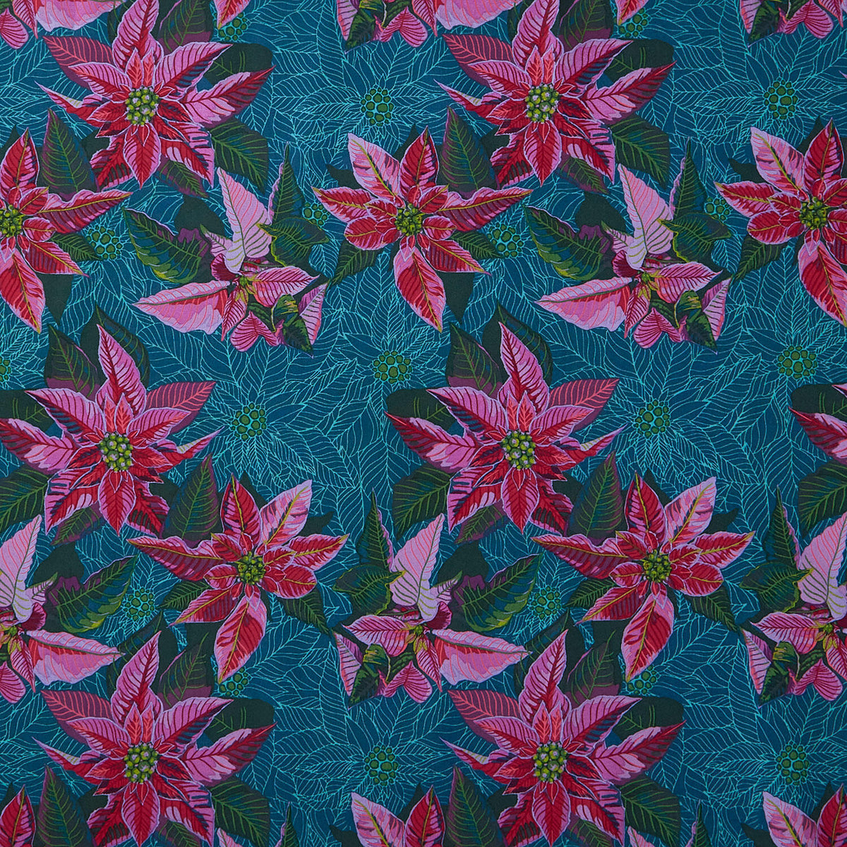 Cozy Christmas - Poinsettia Flourish Yardage
