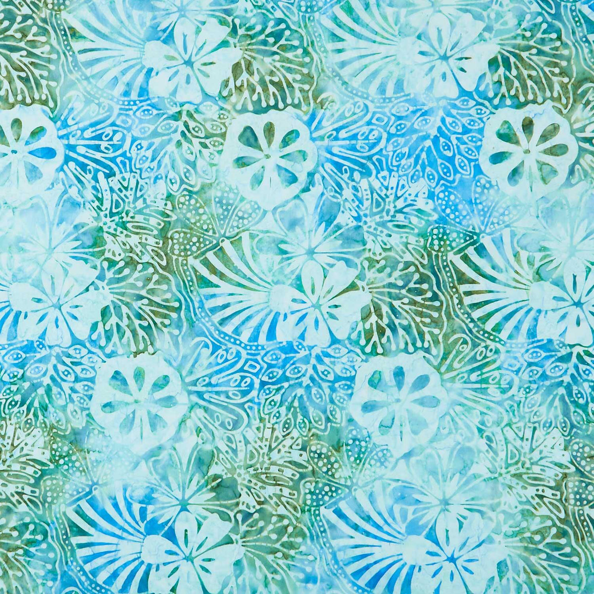 Monstera Deliciosa Batiks - Collage Turquoise Yardage