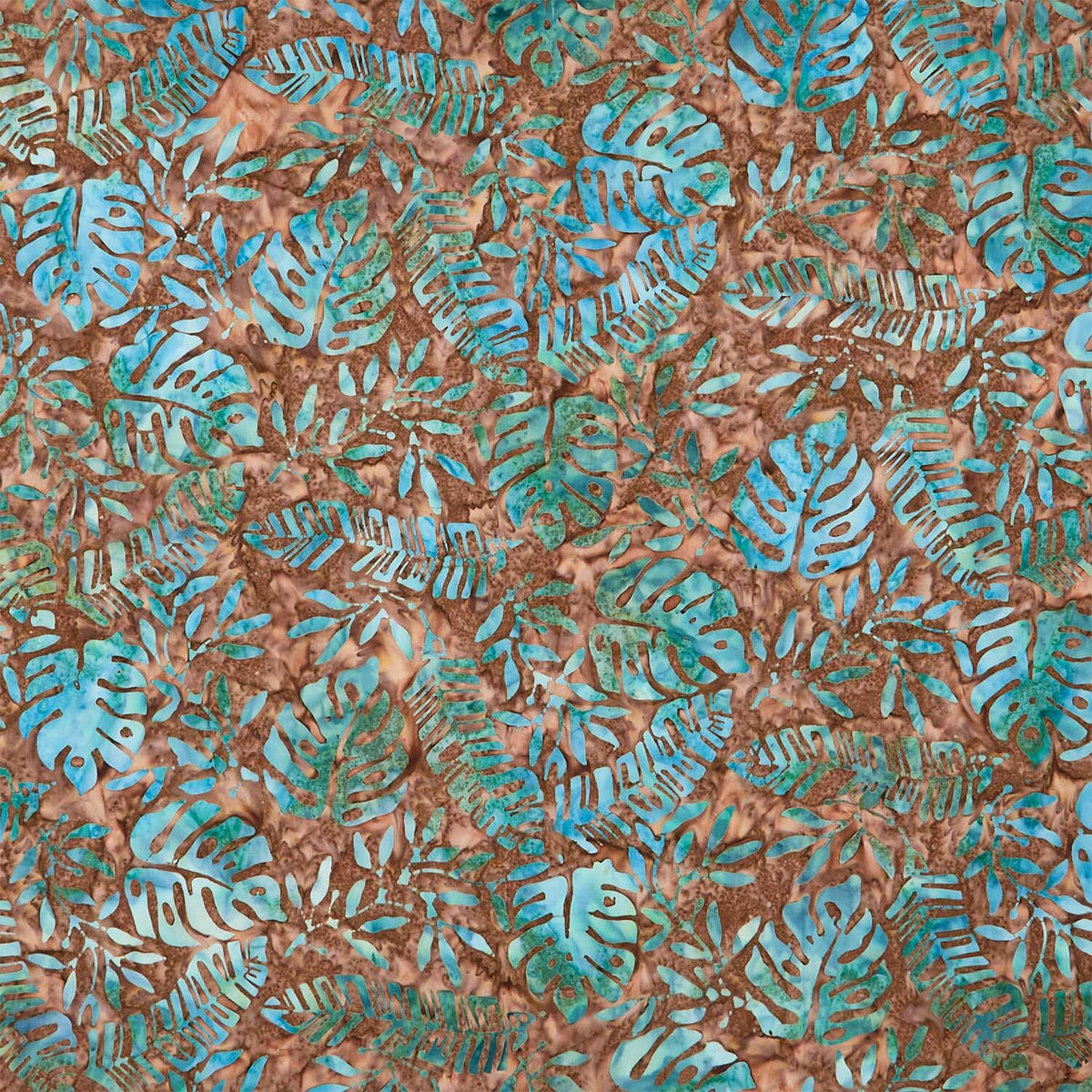 Monstera Deliciosa Batiks - Small Leaves Brown Yardage