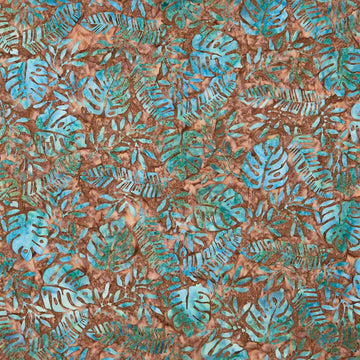 Monstera Deliciosa Batiks - Small Leaves Brown Yardage