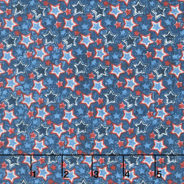 American Heartland - Multi Star Toss Navy Multi Yardage