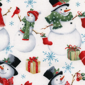 Holly Jolly - Snowmen White Multi Yardage