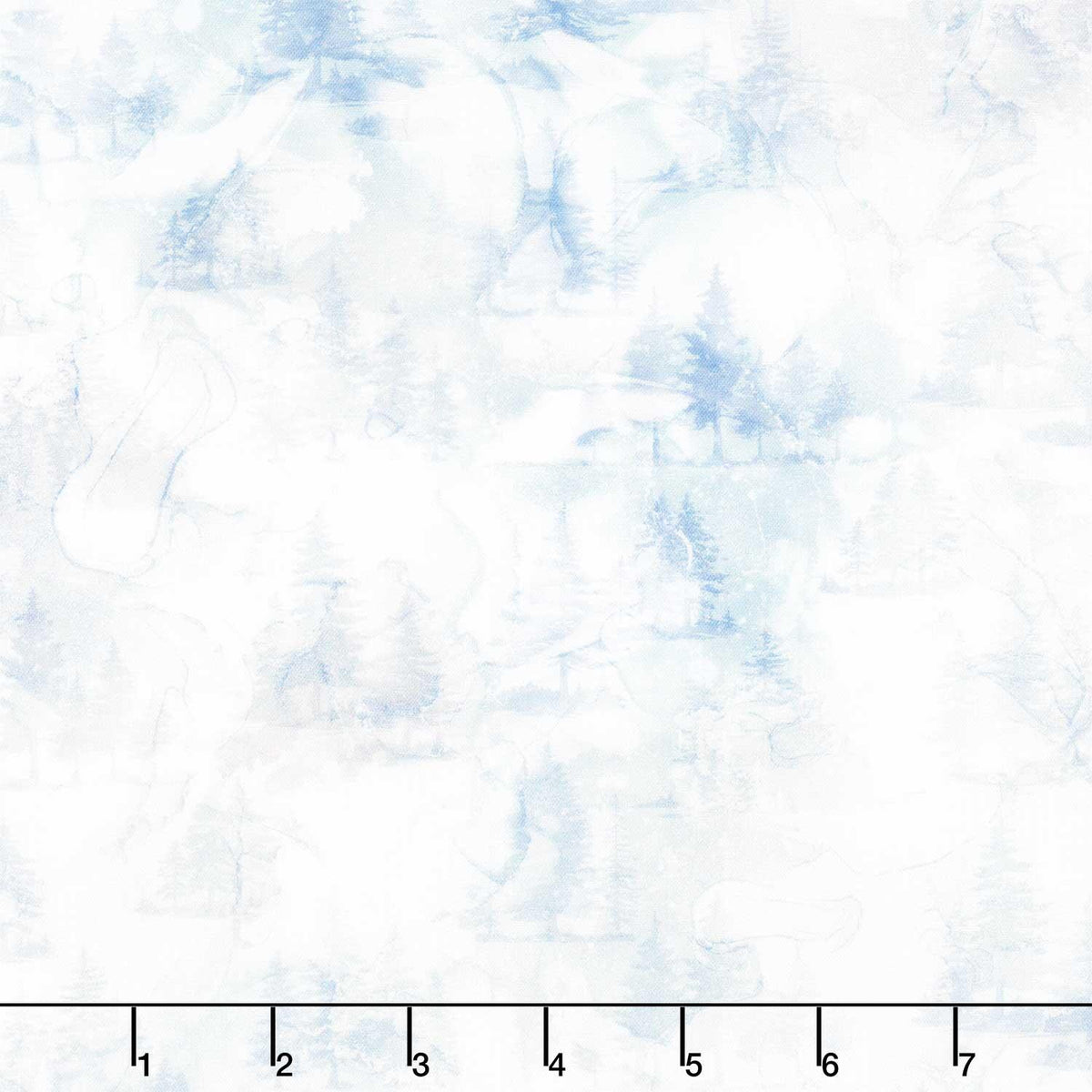 Altitude - Mini Trees Off White/Blue Yardage