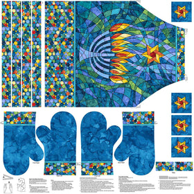 Hanukkah Lights - Apron Blue Multi Digitally Printed Panel