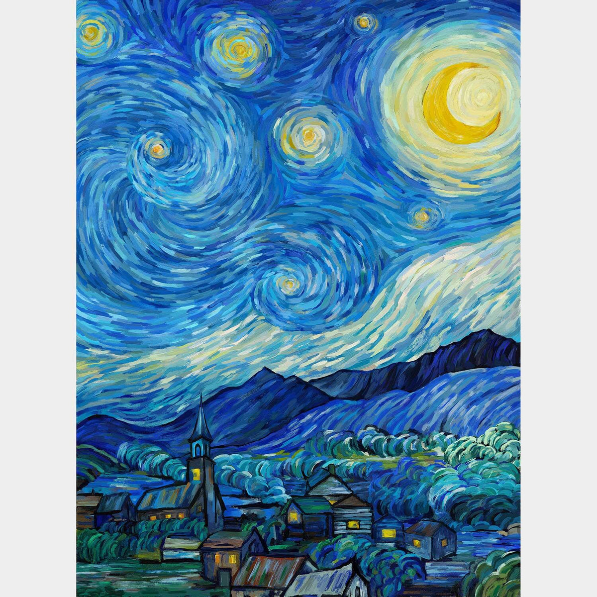 Starry Night - Night Sky Dark Blue Multi Panel