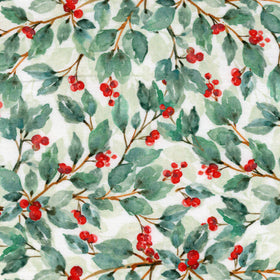 Woodland Whispers - Berry Vines White Avocado Yardage