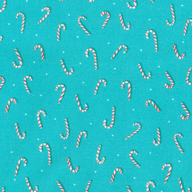 Nutcracker Whimsy - Candy Cane Toss Teal Yardage