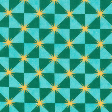 Nutcracker Whimsy - Diamond Geo Teal Green Yardage