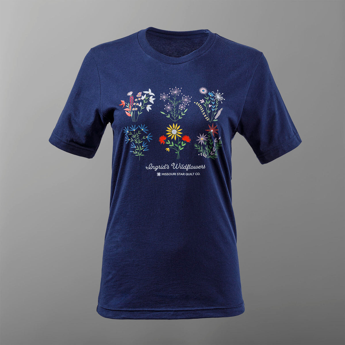 Missouri Star Ingrid's Wildflowers T-shirt - Navy