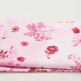 Peony Bloom - Pink Tossed Stemmed Florals 2 Yard Cut