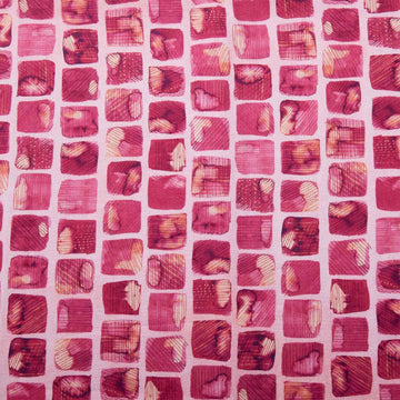 Peony Bloom - Fuchsia Rows of Squares 2 Yard Cut