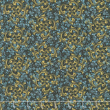 Love Mom - Swirls, Vines Black Yardage