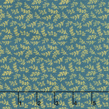 Love Mom - Sprig Toss Teal Blue Yardage