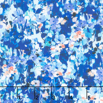 Painterly Petals - Valley Electric Floral Cerulean Yardage