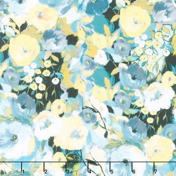 Painterly Petals - Valley Air Brushed Floral Bouquet Yardage