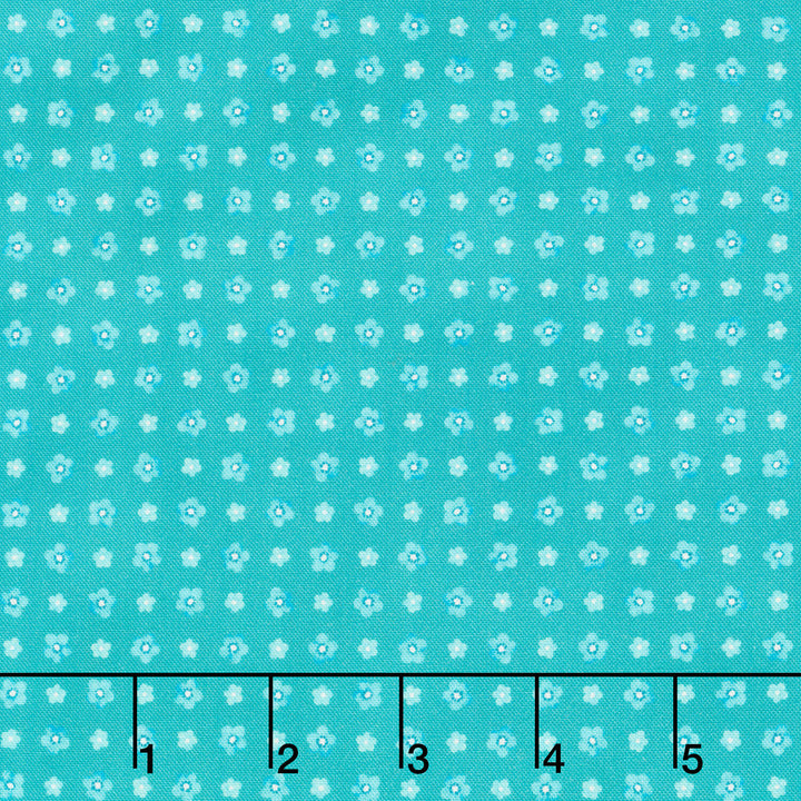 Fabric Market - Small Flower Grid Peacock Yardage