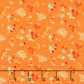 Fabric Market - Tossed Flower Sprigs Orange Yardage