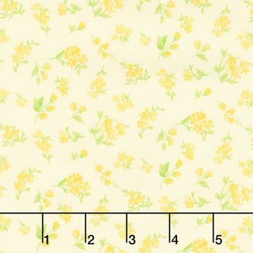 Fabric Market - Tossed Flower Sprigs Banana Yardage